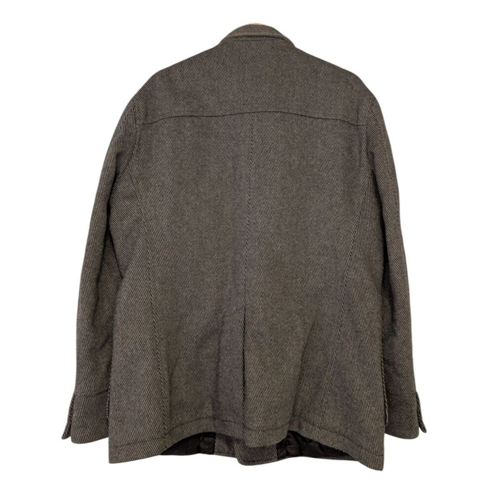 Hugo Boss Mens 44R Colbert Wool Blend Field Jacket Grey Tweed Epaulets - Picture 2 of 13